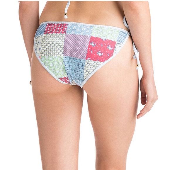 NWT Vineyard Vines Pastel Blue Multi Patchwork Gingham Reverse Bikini Bottoms XL - Picture 8 of 13